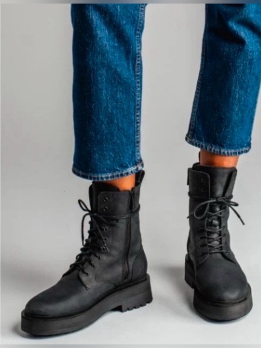 Thursday Boot Company Quest Combat Boots Leather Lace Up Matte Black size 7